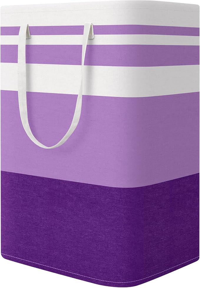 StorageRight Laundry Basket Hamper, 75L Collapsible Clothes Storage, Purple | Freestanding Clothes Hampers, Foldable design, with Easy Carry Handles, For Laundry, Bedroom, Dorm, Clothing, Towels, Toys