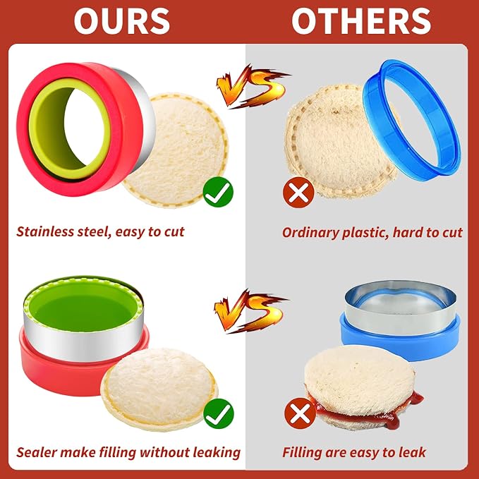 Sandwich Cutters for Kids Lunch 12 Pcs | Cookie Cutters Set, Vegetable Fruit Cutters Shapes, Stainless Steel, Biscuit Cutters, Dinosaur Mouse Heart Star