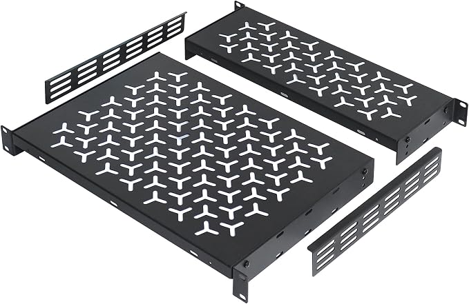 1U Rack Shelves (2-Pack), 1 PCS 6" Deep Cantilever & 1 PCS 12" Deep Cantilever, with Optional Joints to Combine as One Full Size Server Rack Shelf