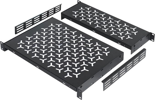 1U Rack Shelves (2-Pack), 1 PCS 6" Deep Cantilever & 1 PCS 12" Deep Cantilever, with Optional Joints to Combine as One Full Size Server Rack Shelf