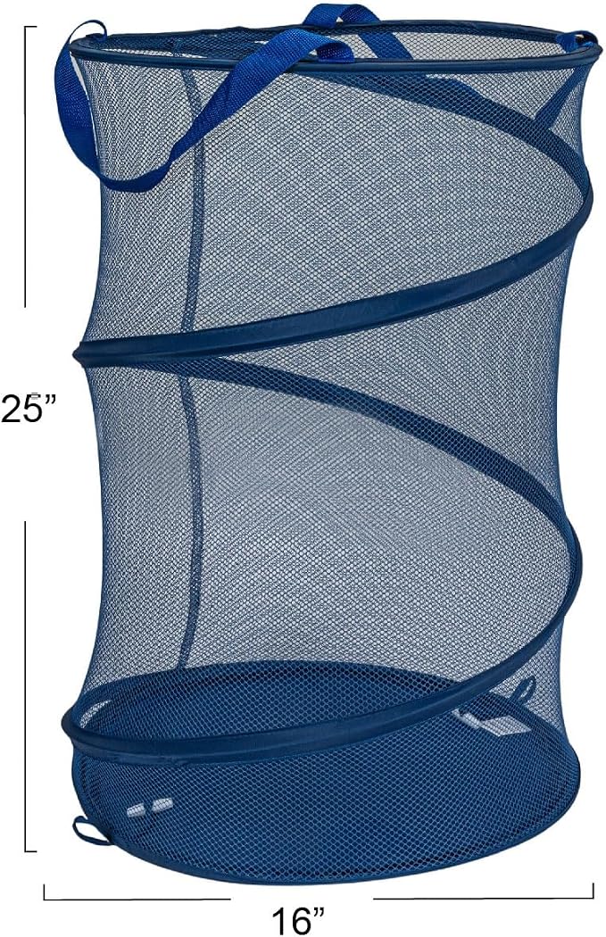 Household Essentials Pop-Up Mesh Laundry Hamper, Blue