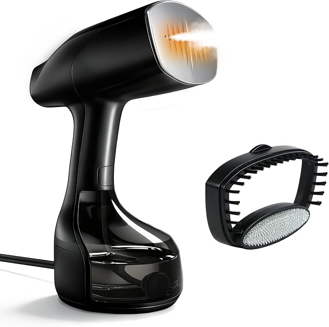 Handheld Steamer for Clothes, 1800W Powerful Steam & Fast Wrinkle Remover | 3 Steam Settings, 25S Fast Heat-up, 110-120V, Fabric Brush & 280ml Big Capacity, ideal for home & travel wrinkle removal