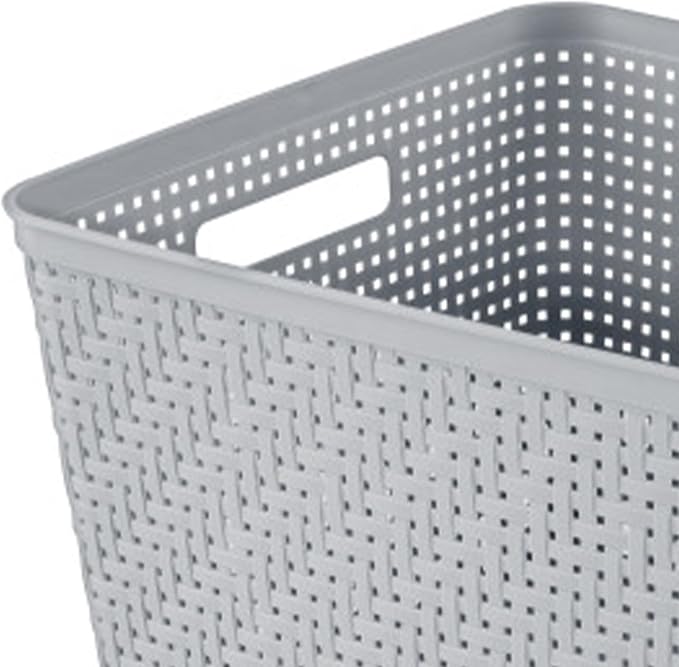 Sterilite 24 Pack Plastic Storage Bin Organization Containers, Tall Baskets, Cement