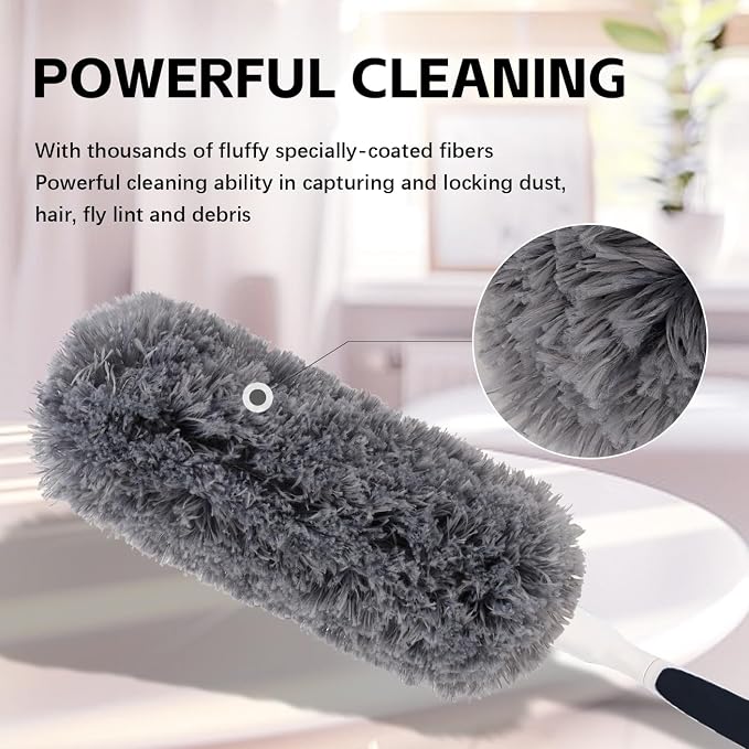 Reusable Microfiber Duster Refills Compatible with OXO & MR.SIGA Duster - Washable Duster for Household Cleaning Dusting Furniture Blind Ceiling Fan - 3Pack Grey(Handle NOT Included