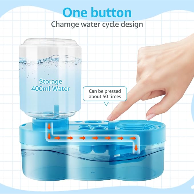 Paint Brush Cleaner for Kids Water Circulation Paint Brush with Drain Paint Water Dispenser with Palette Brush Holder Paint Brush Washer for Acrylic Painting Watercolor Art Supplies(blue)