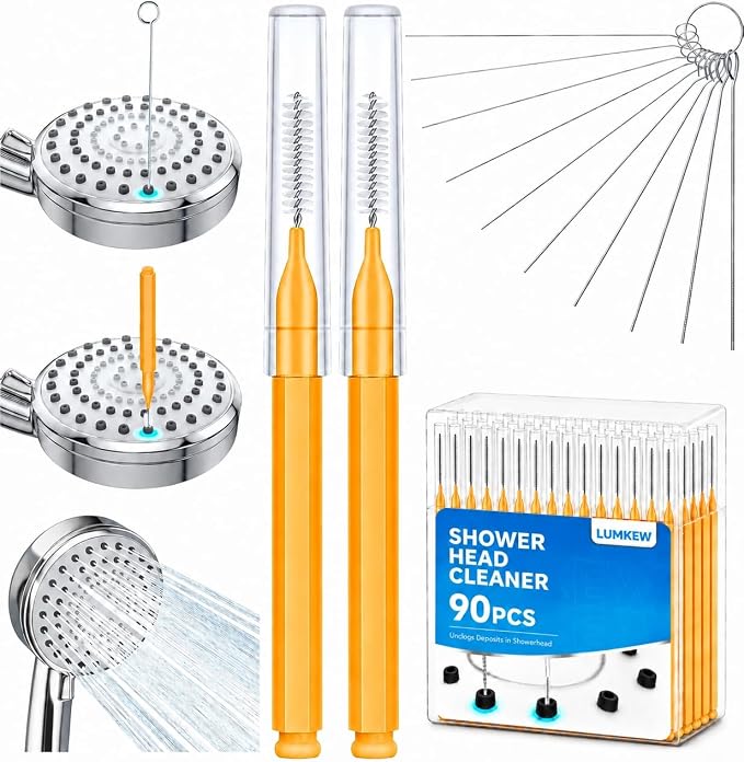 Lumkew 90pcs Shower Head Cleaner Tool Picks Small Hole Cleaning Brush | Multiple, Unclogging Small Hole, Showerhead Cleaning Brushes Picks, Household Bathroom