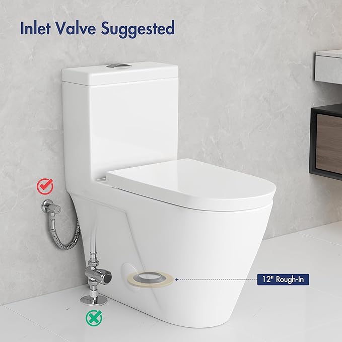 Eridanus One Piece Toilet with Comfort Chair Seat ADA Height 17.3", Powerful Dual Flush Modern Toilet, 1.1/1.6 GPF, 12" Rough-In, Elongated Toilet with Soft Closing Seat, White