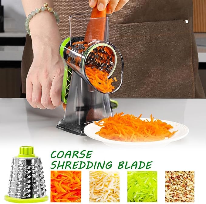 Dachenus Cheese Grater Rotary Cheese Grater,Versatile Cheese Shredder | Powerful suction cup base,Suitable for a wide range of ingredients,Safe hand-protection design,Detachable and easy to clean