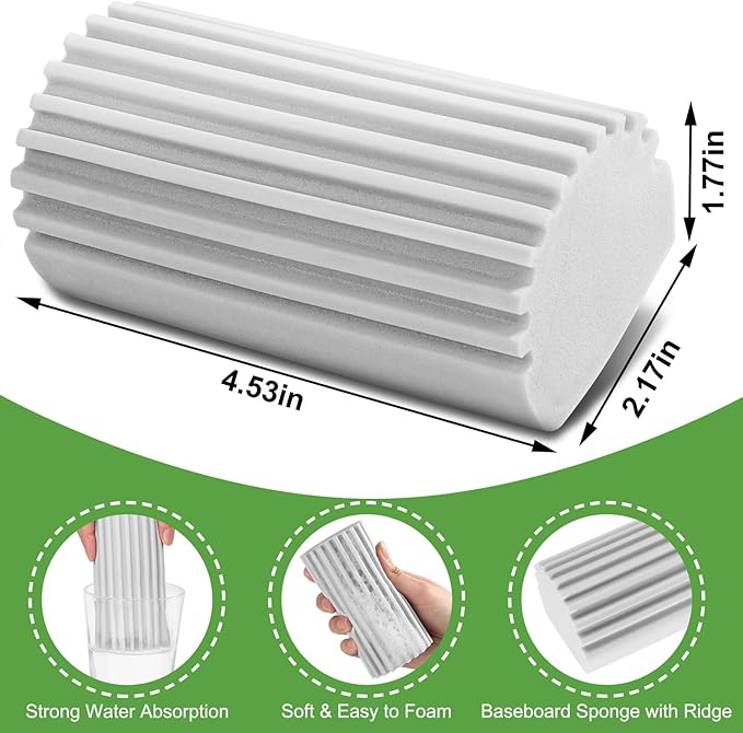 Jeymei 8-Pack Damp Clean Duster Sponge, Sponge Cleaning Brush, Duster for Cleaning Blinds, Glass, Baseboards, Vents, Railings, Mirrors, Window Track Grooves and Faucets