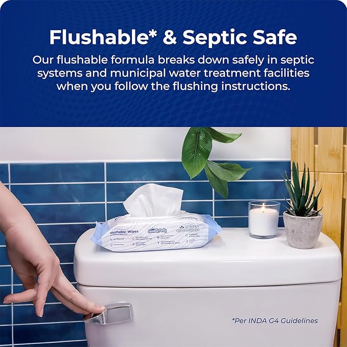 Squatty Potty Bamboo Flip Stool (7″ & 9″ Adjustable) + Plant‑Based Flushable Wipes Bundle — Enhanced Bathroom Posture & Fresh Clean