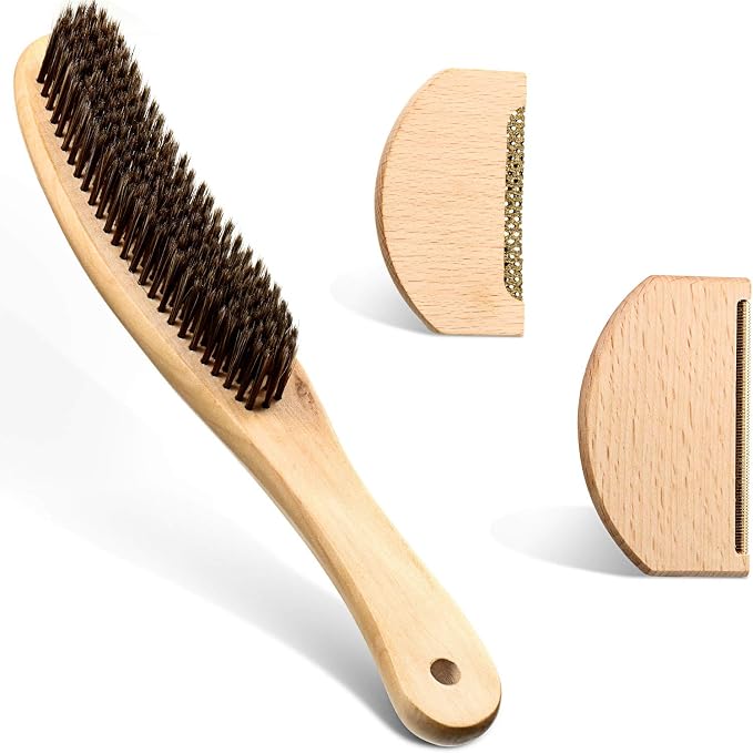 Boao 3 Pcs Wood Sweater Comb Wood Sweater Shaver Pack Fabric Shaver Remover Brush with Lint Brush Multi-Fabric Removes Pilling, Fuzz and Lint from Garments