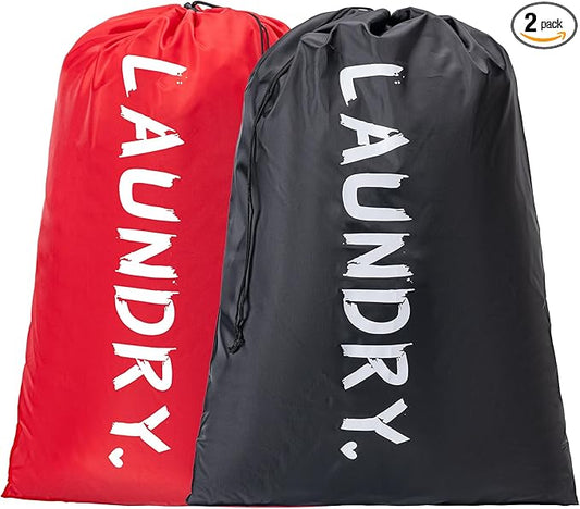 2 Pack Travel Laundry Bag,24" x 36", Extra Large Dirty Clothes Organizer | Machine Washable with Drawstring, Holds 3-4 Loads of Laundry,Fit a Laundry Hamper or Basket Travel Essentials