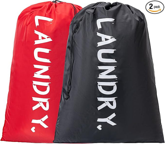 2 Pack Travel Laundry Bag,28" x 40", Extra Large Dirty Clothes Organizer | Machine Washable with Drawstring, Holds 3-4 Loads of Laundry,Fit a Laundry Hamper or Basket Travel Essentials