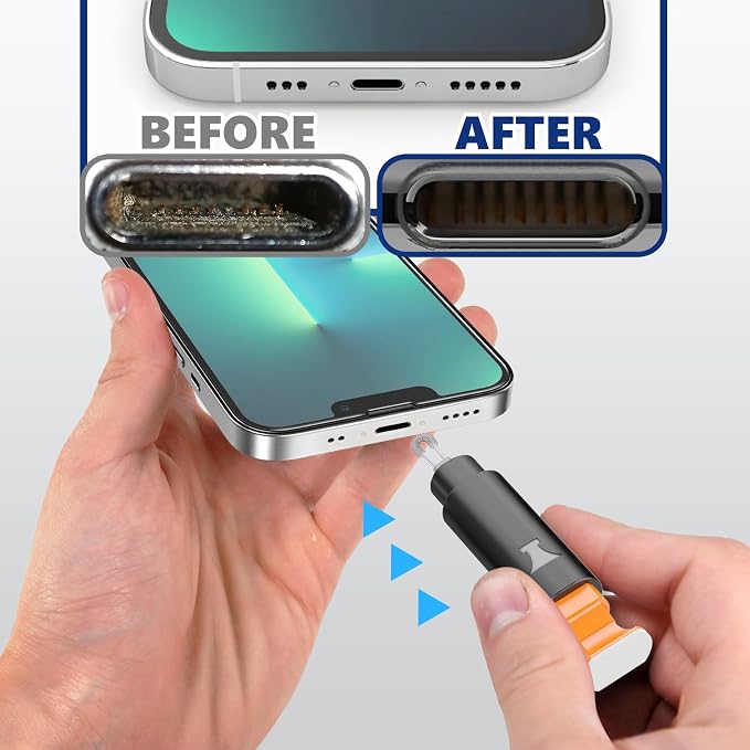 iPhone Cleaning Kit for Charging Port Cell Phone USB C with Storage Case | Multi-Tool, Cleaner Kit for AirPod, iPhone Cleaner, Portable Repair Tool, for Lightning Charger Cable iPad Electronic Devices