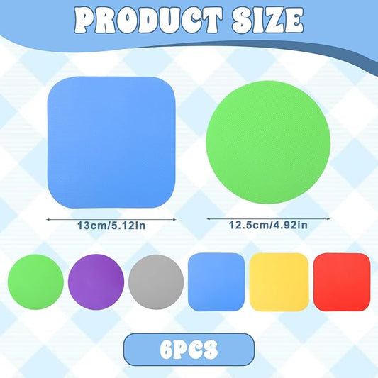 6 Pack Rubber Jar Opener Gripper Pads, Non-Slip Silicone Round and Square Bottle Opener Set, Multi-Purpose Lid Grippers for Seniors with Arthritis Weak Hands, 6 Colors Kitchen Gadget