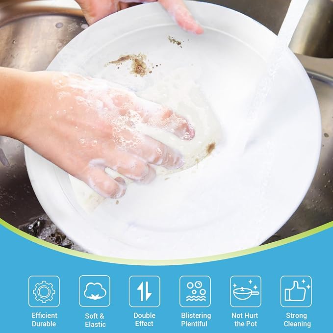 AIDEA Non-Scratch Scrub Sponge-24Count, Sponges Kitchen, Sponges for Dishes | Cleaning Sponge for Non-Stick Cookware, Cleaning Power for Kitchen, Bathroom, Household