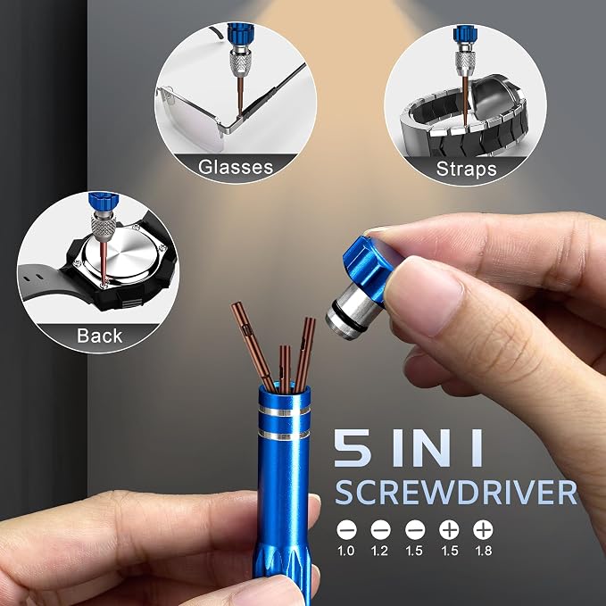 JOREST Watch Repair Tool Kit, Battery Replacement, Strap Adjustment, Bracelet Pin Removal, Band Link Remover, Resizing Tool, Wrench Opening Cover, Case Back Opener, Screwdriver, Spring Bar