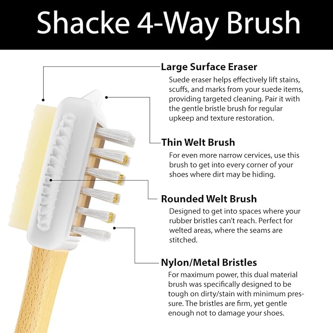 Suede Brush with Top Eraser – Suede & Nubuck Cleaner for Shoes | Suede Eraser Rubs Out Dry Stains & Scuffs - Brush Restores the Nap — The 2-Step Suede Shoe Cleaner for Boots, Purses, Jackets