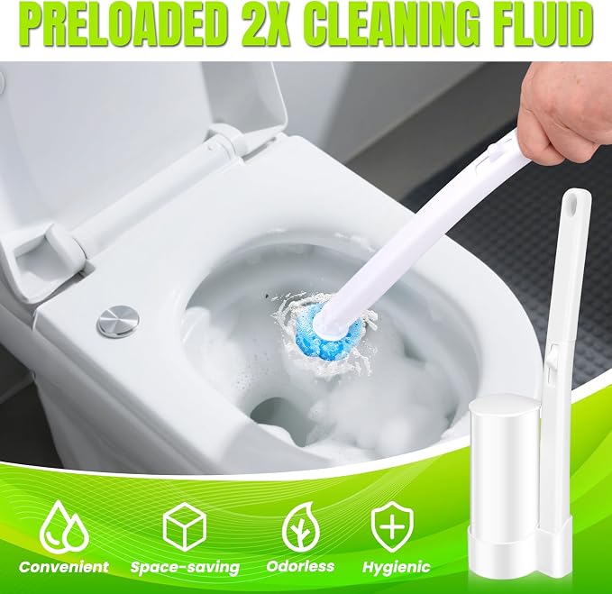 Disposable Toilet Brush, 48 Cleaner Refills, Toilet Brush for Toilet Bowl Cleaners, Bathroom Cleaning
