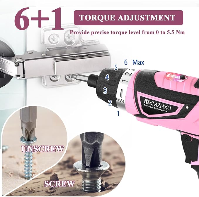 8V Cordless Screwdriver,6+1 Precision Torque Electric Screwdriver | Upgraded Max 10N·m 2000mAh Rechargeable Screw Gun with 50-Piece Kit,180° Pivoting Handle,LED Light,Gift for DIY & Home