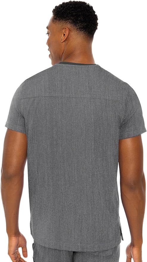 Med Couture Rothwear Touch Mens Scrubs Top 3 Pockets Modern Fit | 2-Way Stretch, Ultra-Soft Fabric, Lightweight Feel, Knit Details, Side Vents, Durable Construction, Easy Care
