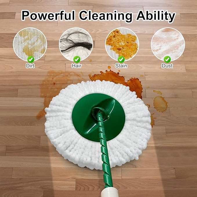 Reusable Mop Head Replacement for Libman Tornado Spin Mop Thick Microfiber Spin Mop Refill Heads for Libman Tornado Spin Mop System, Easy to Replace and Machine Washable, Wet Dry Clean (White, 3 Pack)
