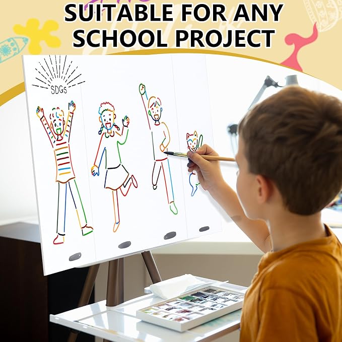 HAUTOCO 4 Pcs Medium Trifold Poster Board 26'' x 15.74'' Project Boards | Corrugated Tri Fold Presentation Boards for Science Fair, School Projects, Event Displays & Business Presentations, White