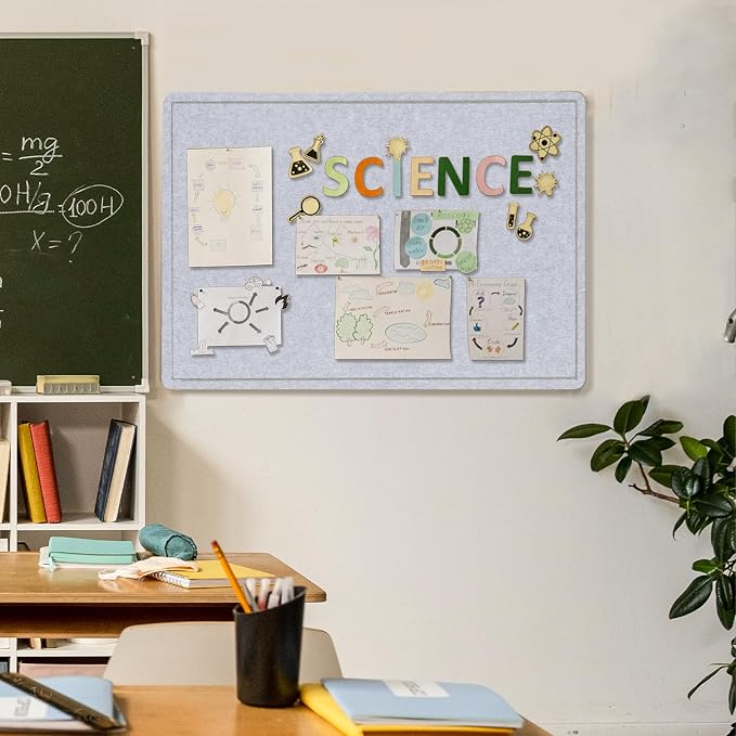 Felt Bulletin Board 24x18 inches, Decorative Pin Board for Home & Office | Cork Board Alternative for Wall with Push Pins, Display Mood Board for Photos, Notes & Reminders