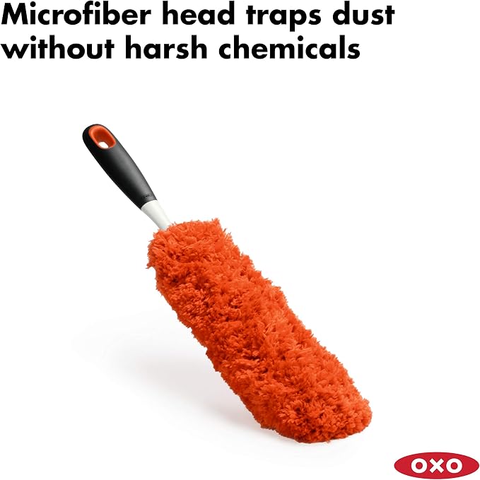 OXO Good Grips Under Appliance Microfiber Duster 4%22 x 1/2%22 x 33-1/2%22 h & Good Grips Microfiber Hand Duster
