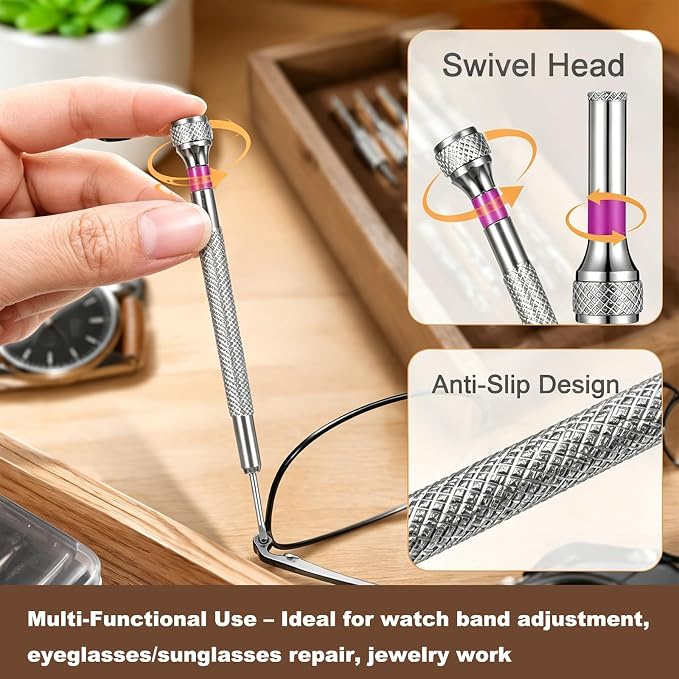 8 PCS Precision Watch Screwdriver Set, 0.6-2.0 mm Micro Flathead Screwdriver Kit, Professional Jewelers Repair Tool for Eyeglasses,Jewelry Work, Small Slotted Screwdrivers with Non-Slip Handle
