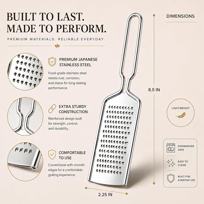 HIC Kitchen Handy Grater Zester, Japanese 420J2 Stainless Steel