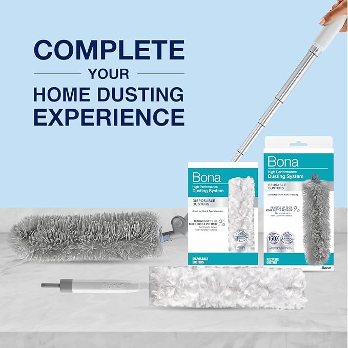 Bona Reusable Dusters - 2 Pack - High Performance Dusting System | Microfiber Dusters Remove Dust and Pet Hair for Whole-Home Cleaning