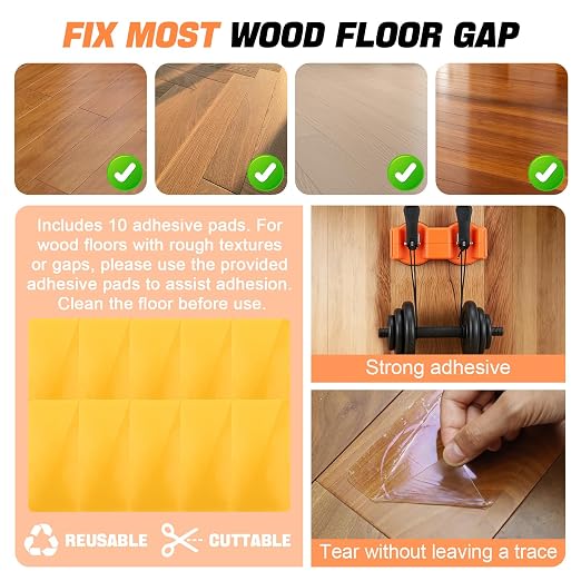 Floor Gap Fixer Tool with Dual Vacuum Suction Cups,Tool to Fix Floor Gaps | Floor Suction Repair Tool with Noise Reducing Felt Pads,Rubber Mallet &10 Adhesive Pads for Fixer Laminate,Hardwood Flooring