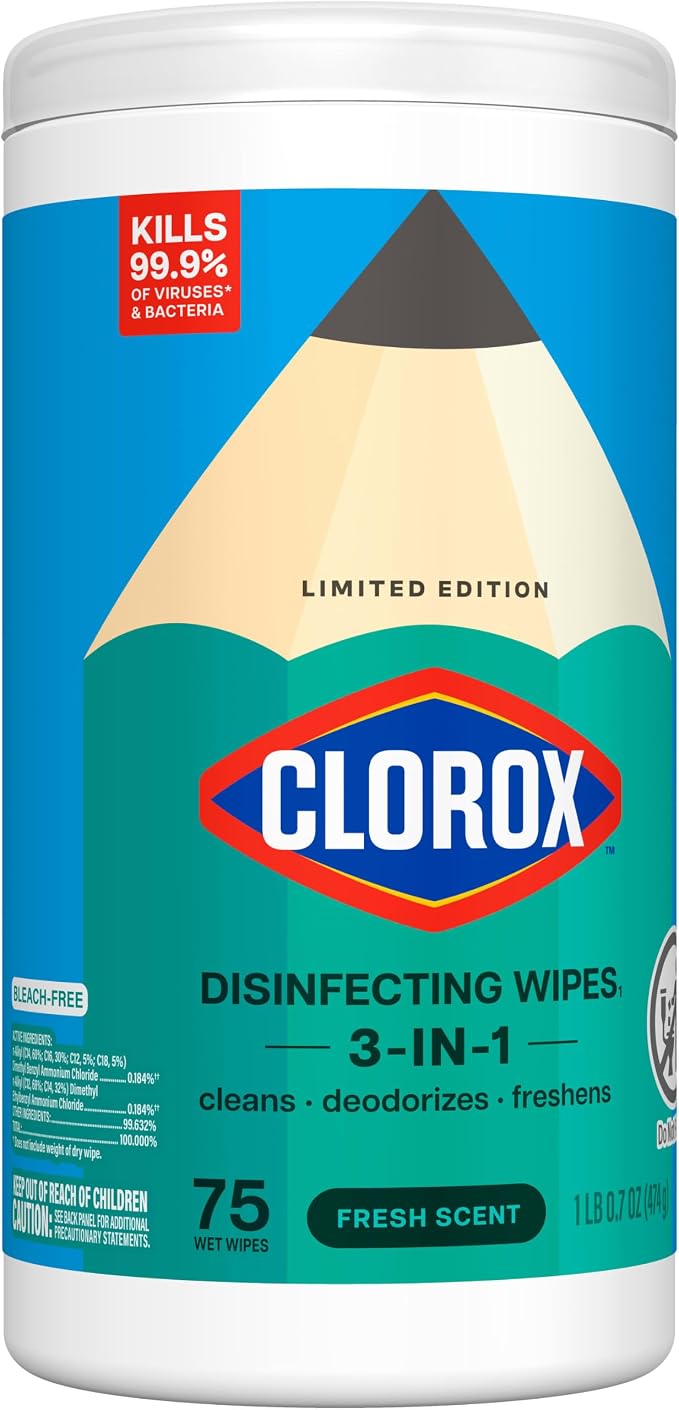 Clorox Disinfecting Wipes, Bleach Free Cleaning Wipes, Fresh, 75 Count (Package May Vary) (Pack of 2)