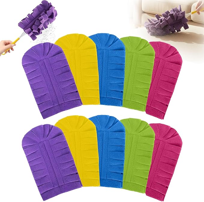 Reusable Dusters for Cleaning, 360° Washable Duster Pads, Heavy Duty Reusable Duster Refills, Electrostatic Fleece Dusting Pads for Home & Office (10PC-Mix)