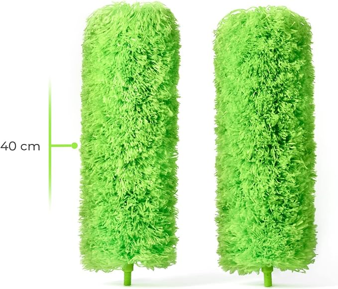 GÜTEWERK Extendable Microfiber Feather Duster, Feather Dusters for Cleaning, Ceiling Fan Dust and Cobweb Cleaner - Electrostatic Bendable Head - Set of 2 Replacement Heads