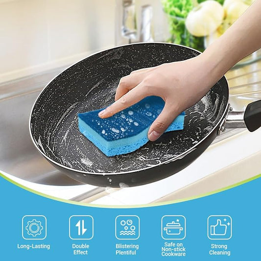 AIDEA Sponges Kitchen, 6Count, Non-Scratch Scrub Sponge, Sponge for Dishes | Kitchen Sponges for Non-Stick Cookware, Cleans Fast Without Scratching, Cleaning Power for Kitchen, Bathroom, Household