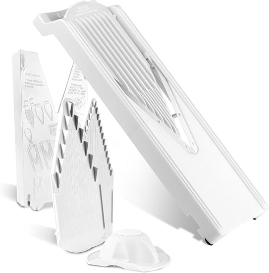 Mandoline Food Slicer Börner V3 (Starter Set) by Reston Lloyd • V-Slicer with Blade Storage & Safety Food Holder • Made in Germany • Fruit & Vegetable Chopper • Multiple Settings: White