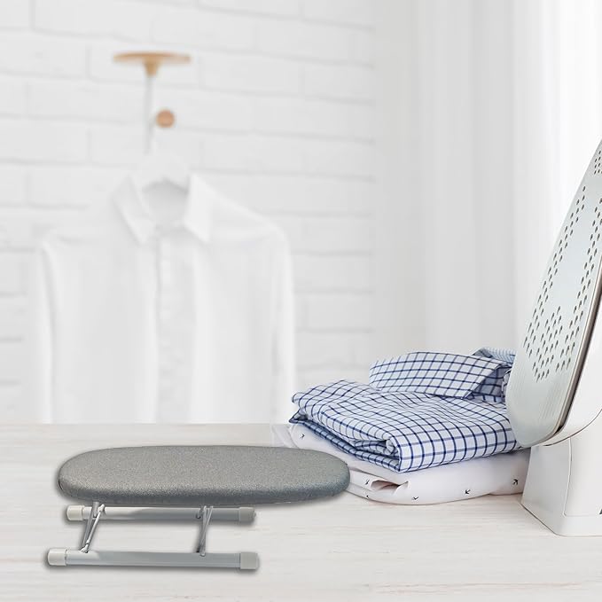 Mini Ironing Board Tabletop - Portable Folding Small Ironing Board with Black Velvet Drawstring Storage Bag, Compact Travel Iron Board for Sleeves, Collars and Small Areas