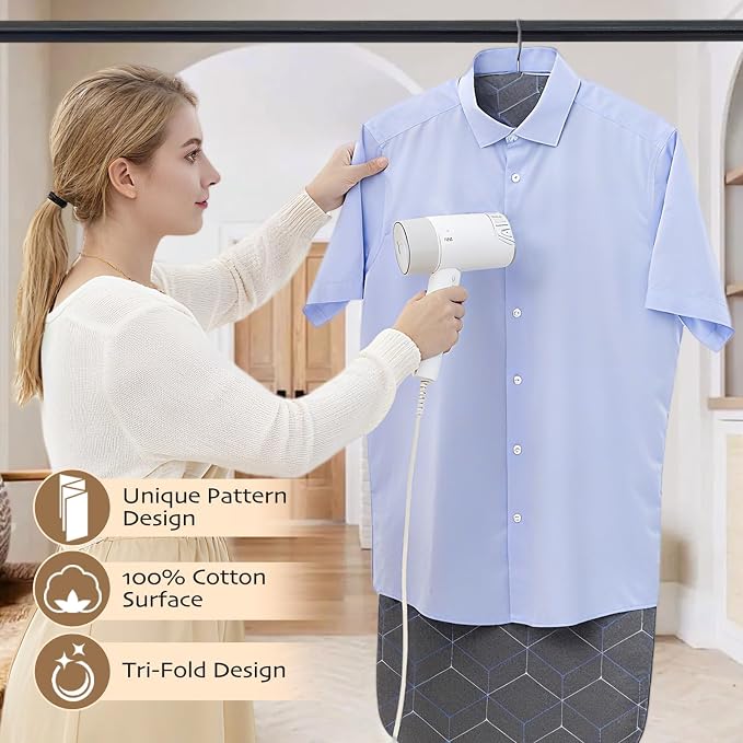 Foldable Ironing Mat for Flat Surfaces, Hanging Steamer Board for Clothes, Steamer Pad