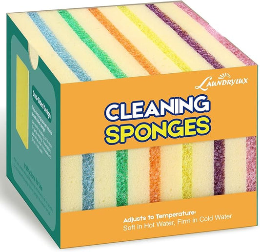 LAUNDRYLUX Scrub Sponge, Dual-Sided Temperature-Responsive Scrubber - Non-Scratch - Multipurpose Dish Sponges for Kitchens, Bathrooms, and Outdoor Use - 6 Pack