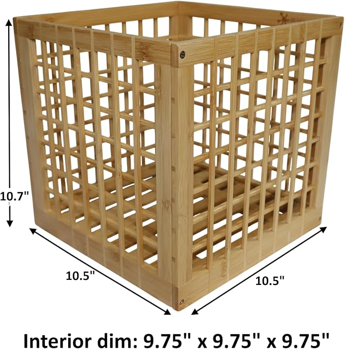Bamboo Stackable, Cube Storage Bins - Lattice Design 2 Pack (10.5x10.5x10.5)