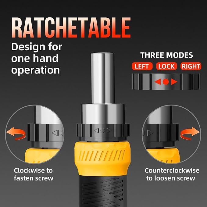 26-in-1 Ratcheting Screwdriver Set Multi Screwdriver Tool Kit | All in 1 Ratchet Screwdriver, 12 Double Ended CRV Bits Phillips Slotted Torx Hex, Portable Tool for Home Bike Computer Repair