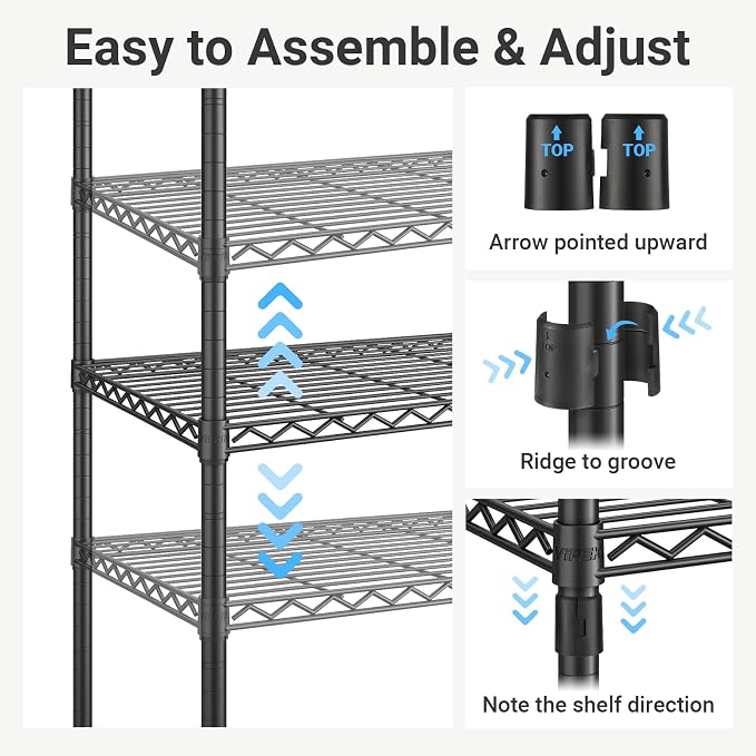 VIPEK V40 Heavy Duty Clothes Rack, 1110lb Capacity Sturdy Metal Garment Rack, Clothing Rack with 6 Shelves & 4 Hang Rods, Adjustable Open Wardrobe Closet Organizer for Bedroom/Apartment/Retail, White