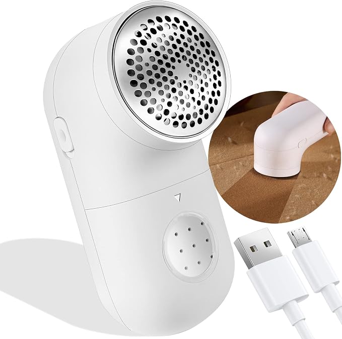 Fabric Shaver, USB Rechargeable Lint Remover for Clothes, Sweater | Cordless Clothes Defuzzer, Portable Sweater Shaver to Trim Pills from Clothes, Sweater, Furniture, 2.0 Pro, Beige