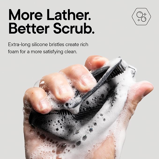 TOOLETRIES Silicone Body Scrubber 2.0, Loofah Alternative - Charcoal | Gentle exfoliating shower scrubber that's quick drying, hygienic and longer lasting than traditional loofahs.
