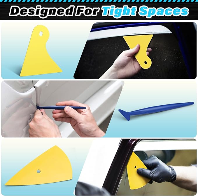 DIYSELF 18 Pcs Window Tint Kit, Vinyl Wrap Tool Kit - Professional Window Tint Tools & Squeegee for Vinyl - Complete Car Wrap Kit for Car Wrap, Stained Glass Window Film, Wallpaper, Water Blades Tool