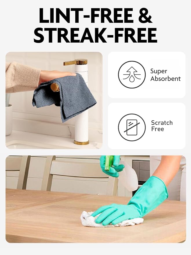 Fantasticlean Microfiber Cleaning Cloth Roll-30 Sheets, 12" x 12" (Dimgrey) | Super Absorbent, Lint-free, Tear-away Microfiber Towel Roll, for All-Purpose Cleaning