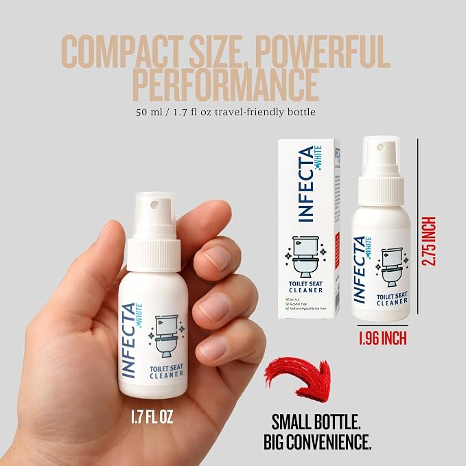 INFECTA WHITE – Toilet Spray, Travel Size Multipurpose Cleaning Spray (50 ml), All Purpose Cleaner for Toilet Seats, Bathtub, Fresh Scent, Bathroom Essentials & Mini Travel Toiletries (Pack of 3)