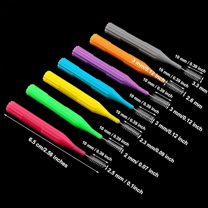 Patelai 100 Count Interdental Brush Set, Soft Braces Cleaner Picks with Cap, Multi Size Teeth Gap Cleaning Tool for Orthodontic Care Bridge Implant Travel Kit(Stylish Colors)